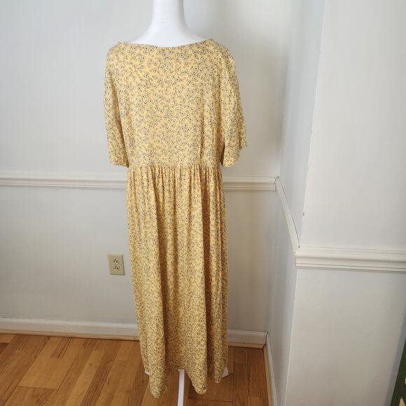 Vtg 90s Moda International Dress Size Large Womens Maxi Yellow Floral Buttonup - Picture 8 of 16